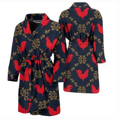 Rooster Pattern Print Design A02 Men Bathrobe-JORJUNE.COM