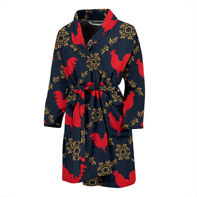 Rooster Pattern Print Design A02 Men Bathrobe-JORJUNE.COM