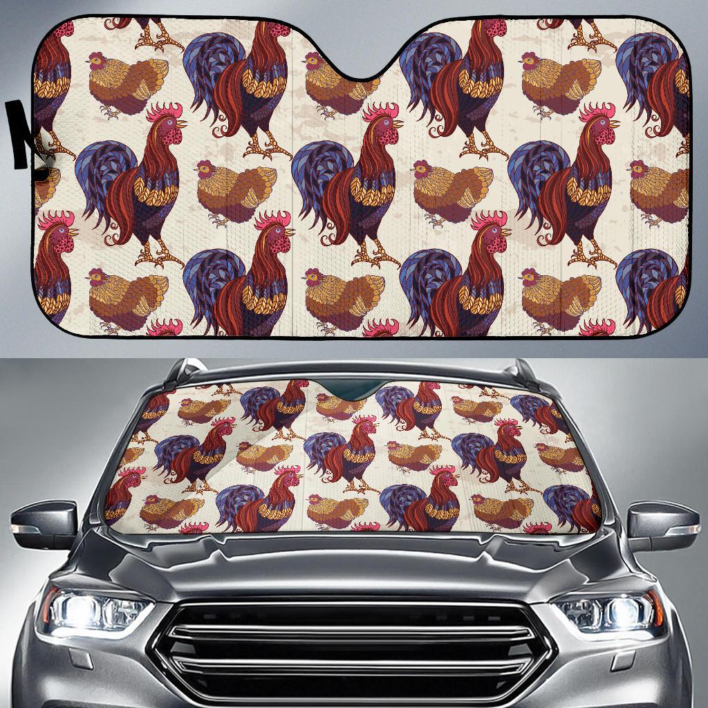 Rooster Pattern Print Design A03 Car Sun Shades-JORJUNE.COM