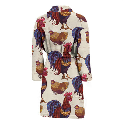 Rooster Pattern Print Design A03 Men Bathrobe-JORJUNE.COM