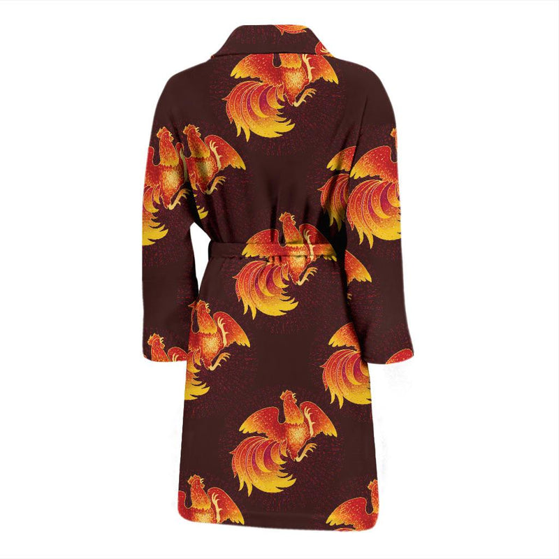 Rooster Pattern Print Design A04 Men Bathrobe-JORJUNE.COM