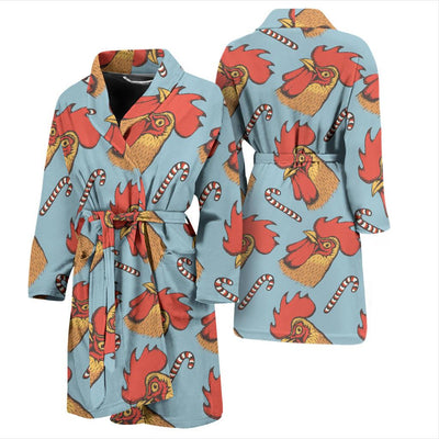 Rooster Pattern Print Design A05 Men Bathrobe-JORJUNE.COM