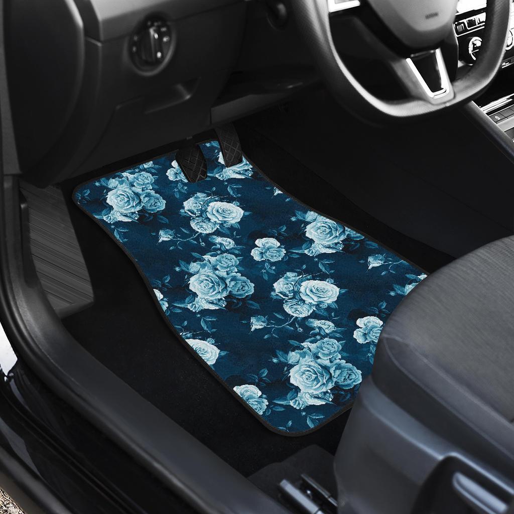 Rose Blue Pattern Print Design RO014 Car Floor Mats-JORJUNE.COM