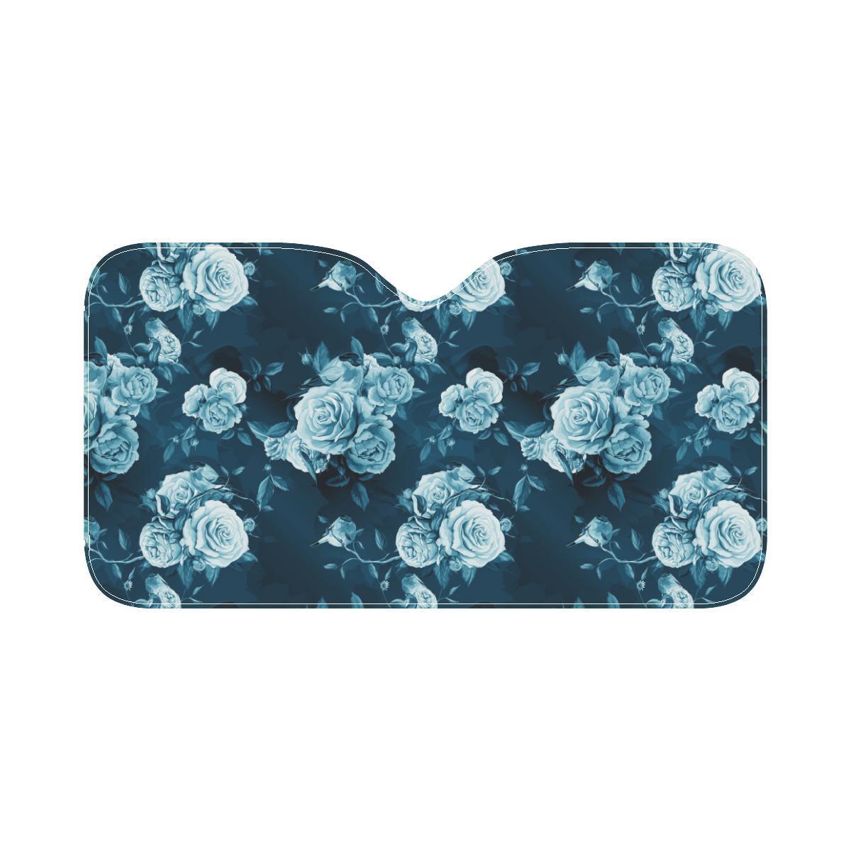 Rose Blue Pattern Print Design RO014 Car Sun Shade-JorJune