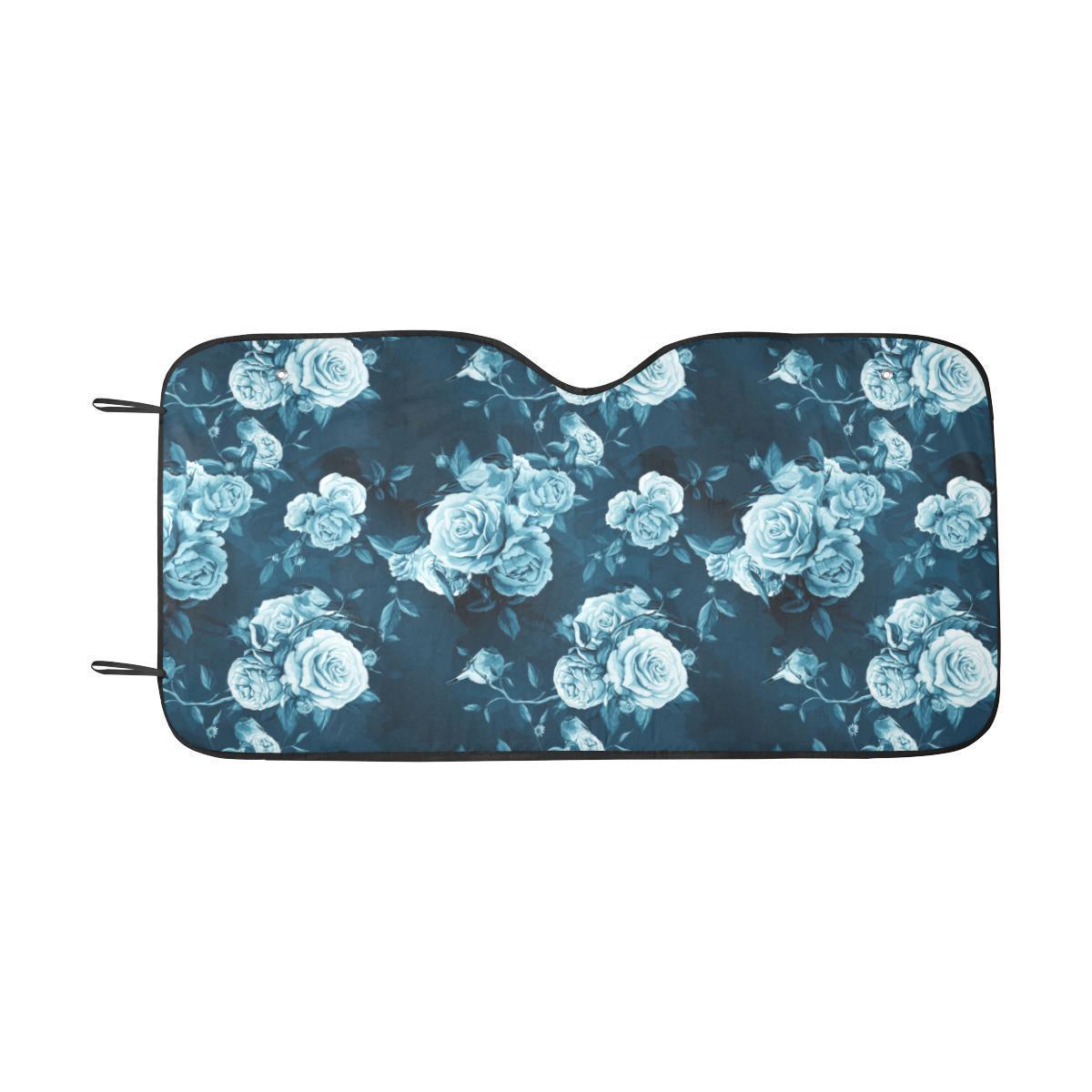 Rose Blue Pattern Print Design RO014 Car Sun Shade-JorJune
