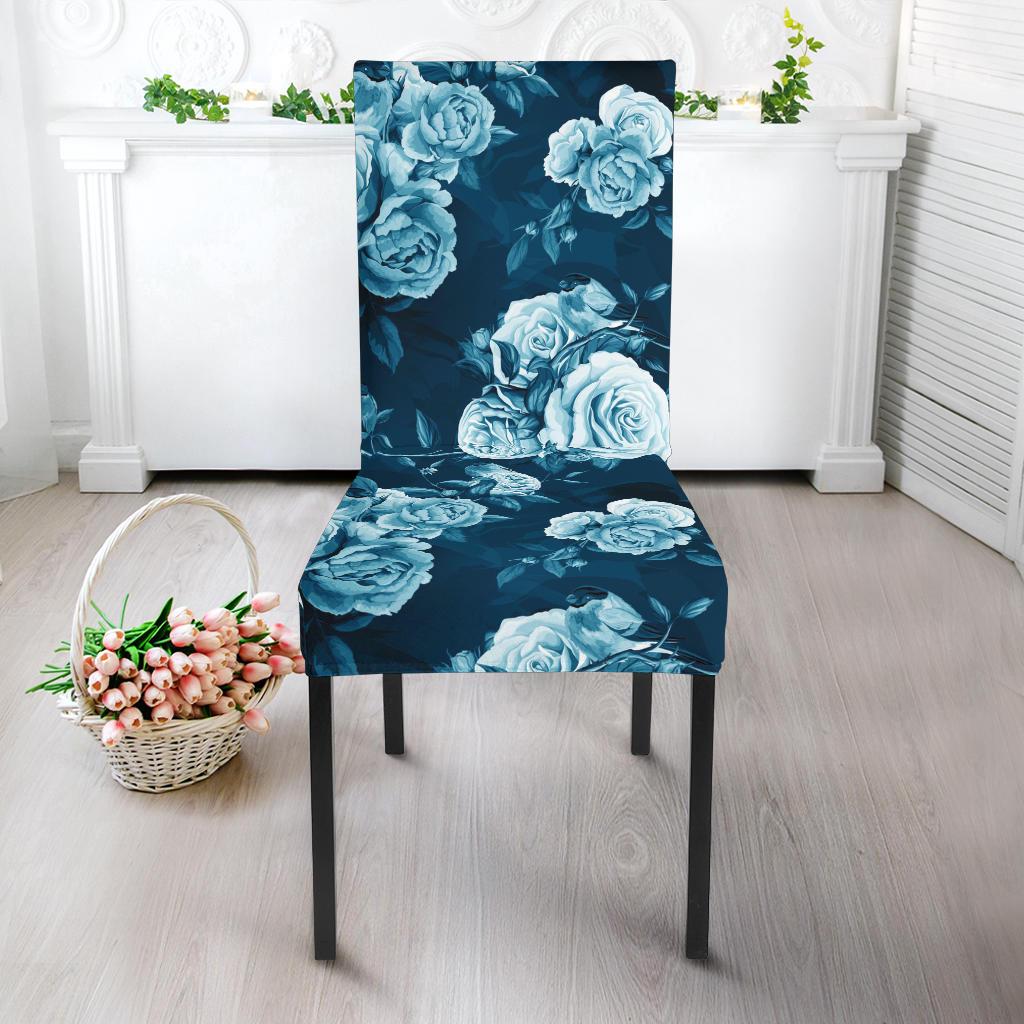 Rose Blue Pattern Print Design RO014 Dining Chair Slipcover-JORJUNE.COM