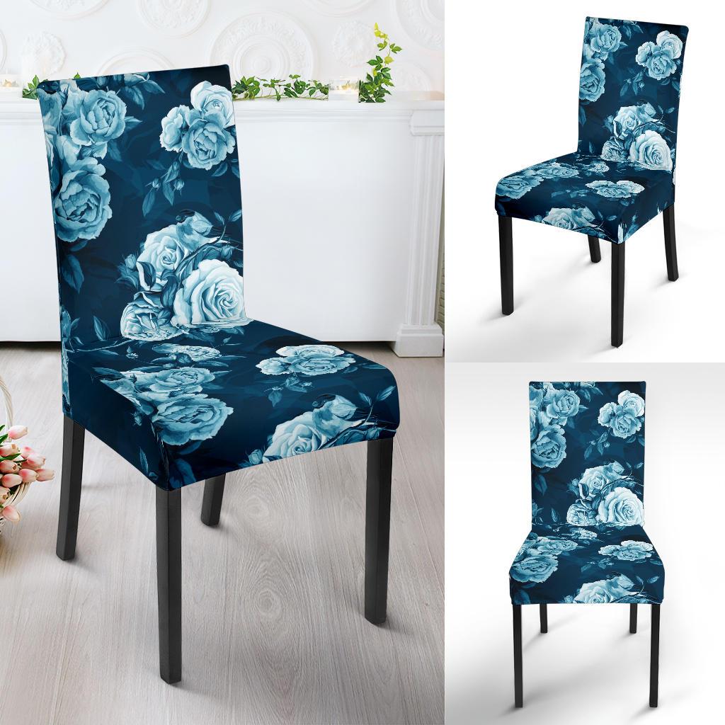 Rose Blue Pattern Print Design RO014 Dining Chair Slipcover-JORJUNE.COM
