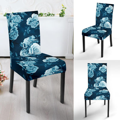 Rose Blue Pattern Print Design RO014 Dining Chair Slipcover-JORJUNE.COM