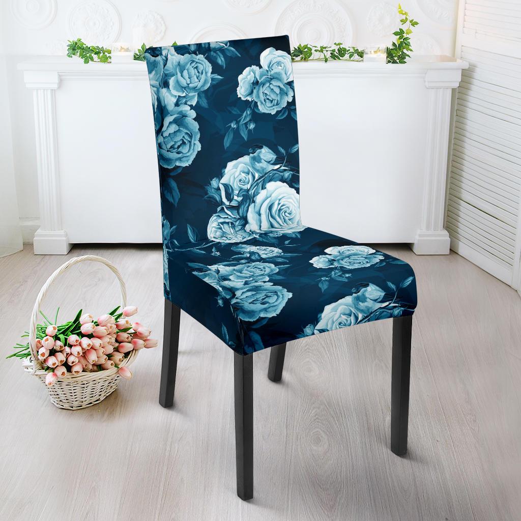 Rose Blue Pattern Print Design RO014 Dining Chair Slipcover-JORJUNE.COM