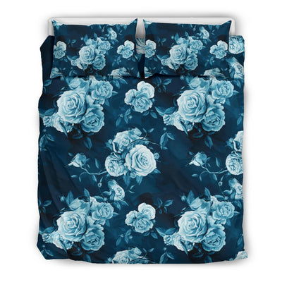 Rose Blue Pattern Print Design RO014 Duvet Cover Bedding Set-JORJUNE.COM