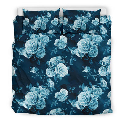 Rose Blue Pattern Print Design RO014 Duvet Cover Bedding Set-JORJUNE.COM