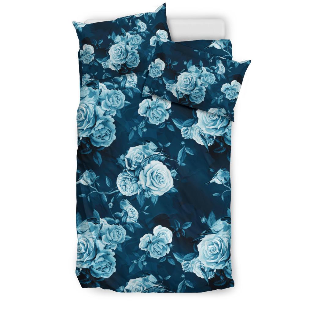 Rose Blue Pattern Print Design RO014 Duvet Cover Bedding Set-JORJUNE.COM