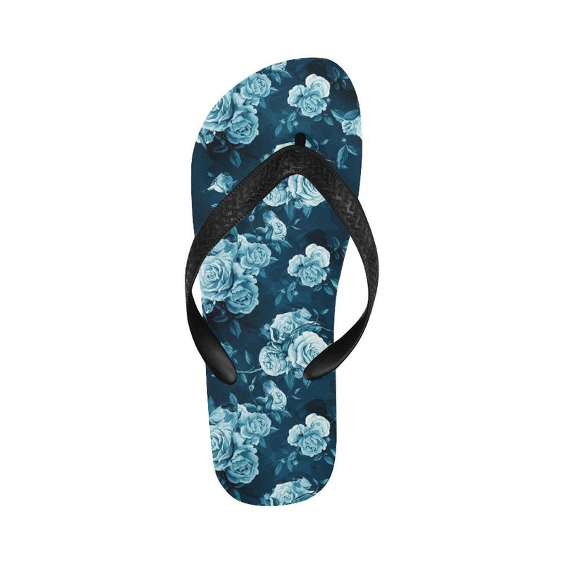 Rose Blue Pattern Print Design RO014 Flip Flops-JorJune