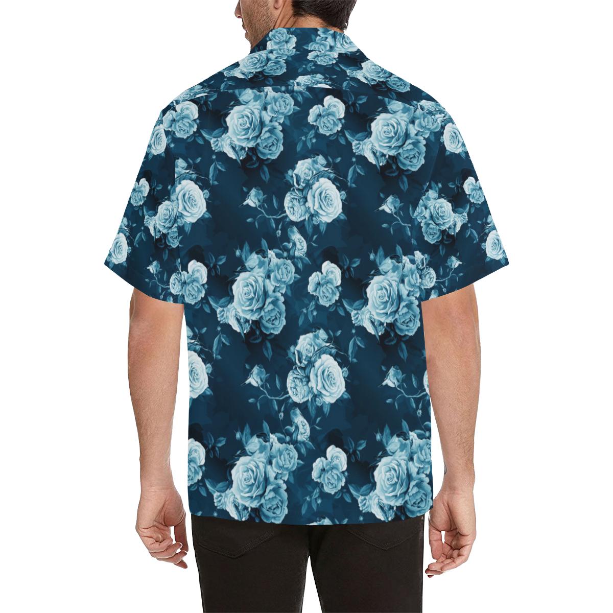 Rose Blue Pattern Print Design RO014 Men Hawaiian Shirt-JorJune