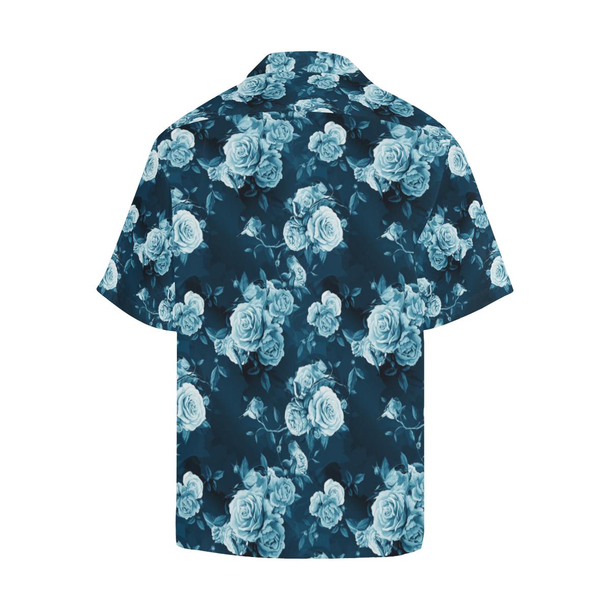 Rose Blue Pattern Print Design RO014 Men Hawaiian Shirt-JorJune