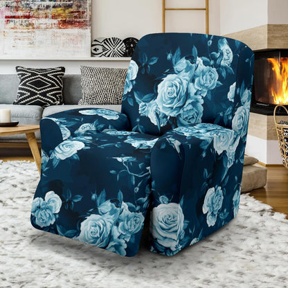 Rose Blue Pattern Print Design RO014 Recliner Slipcover-JORJUNE.COM