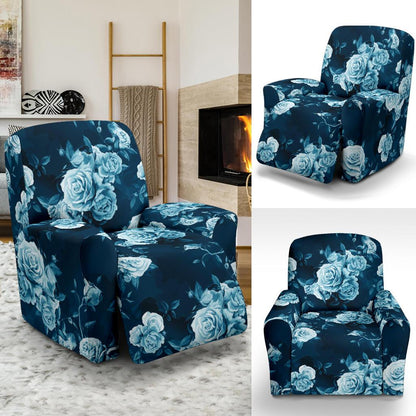Rose Blue Pattern Print Design RO014 Recliner Slipcover-JORJUNE.COM