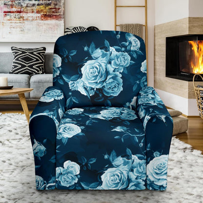 Rose Blue Pattern Print Design RO014 Recliner Slipcover-JORJUNE.COM