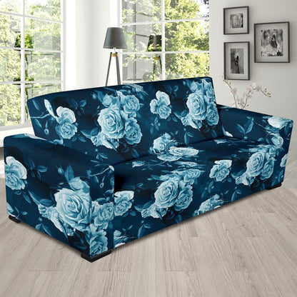 Rose Blue Pattern Print Design RO014 Sofa Slipcover-JORJUNE.COM