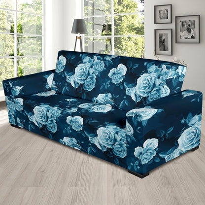 Rose Blue Pattern Print Design RO014 Sofa Slipcover-JORJUNE.COM