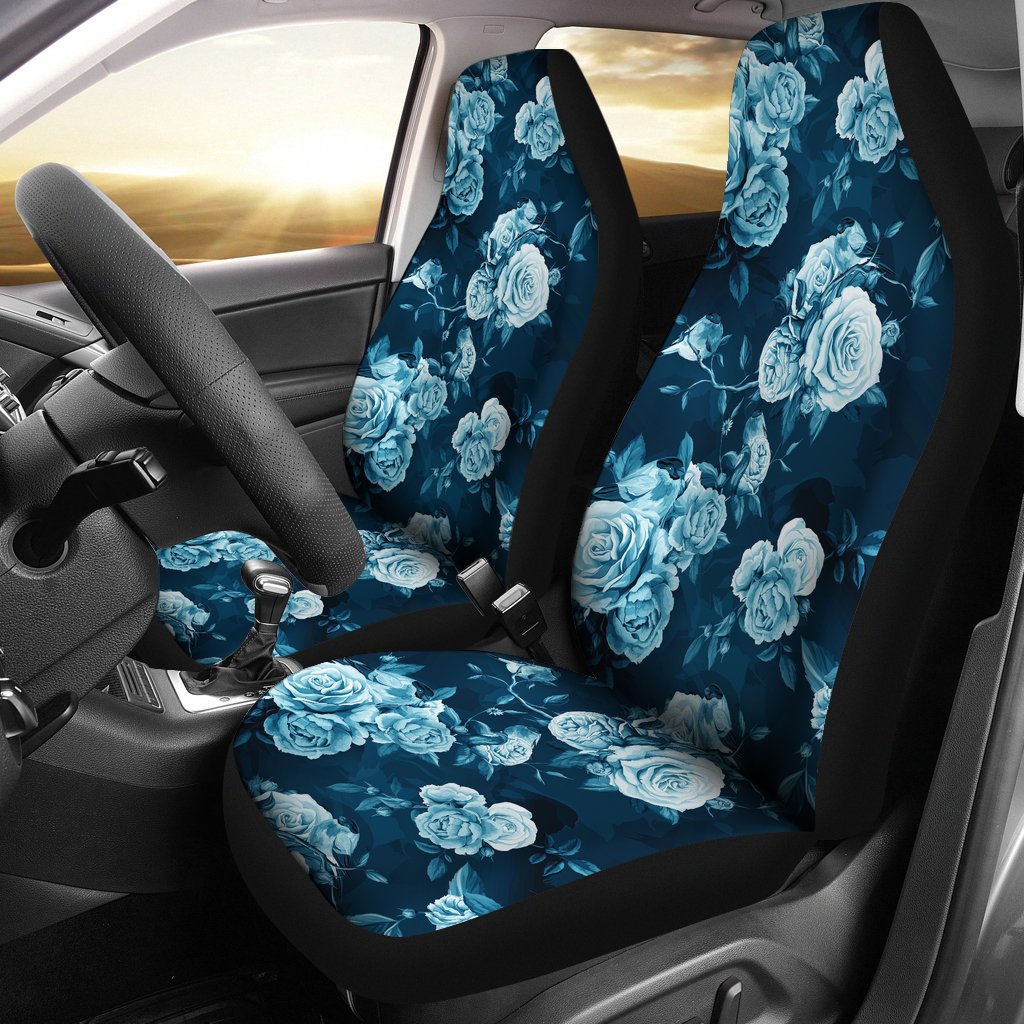 Rose Blue Pattern Print Design RO014 Universal Fit Car Seat Covers-JorJune