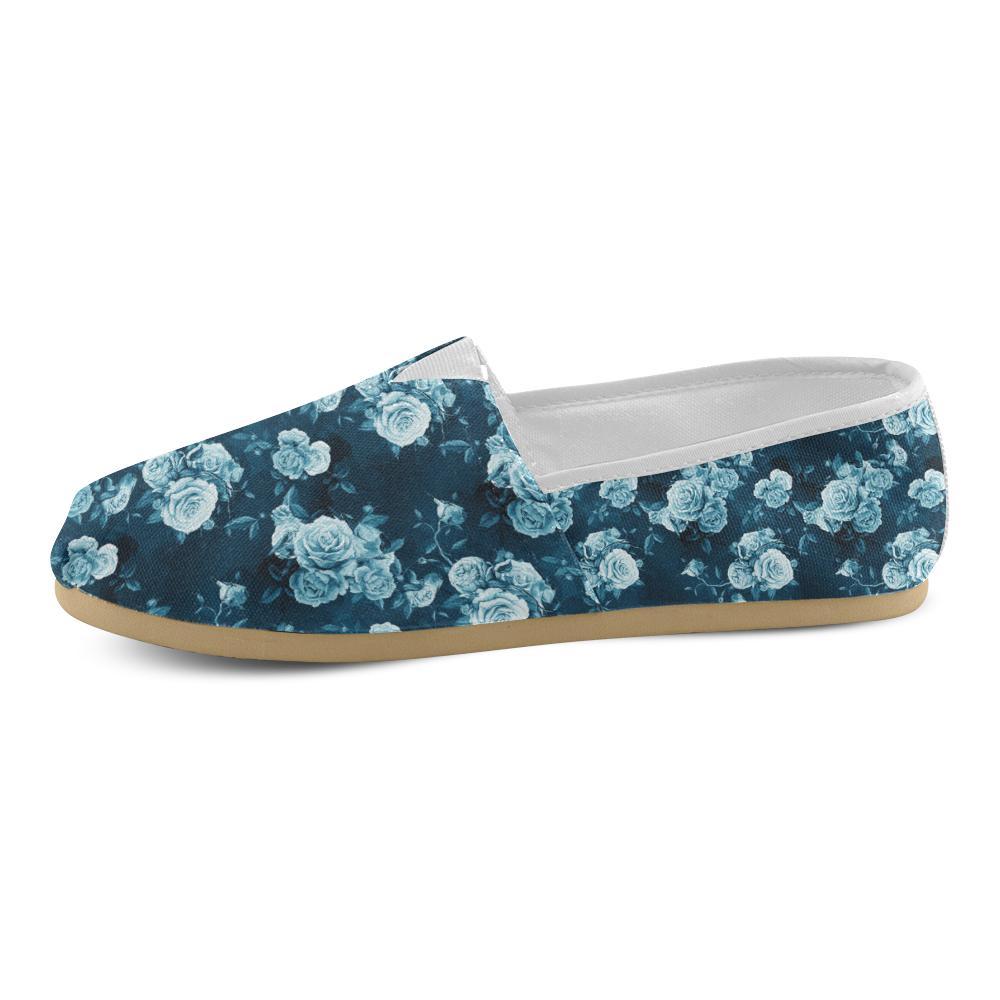 Rose Blue Pattern Print Design RO014 Women Casual Shoes-JorJune.com