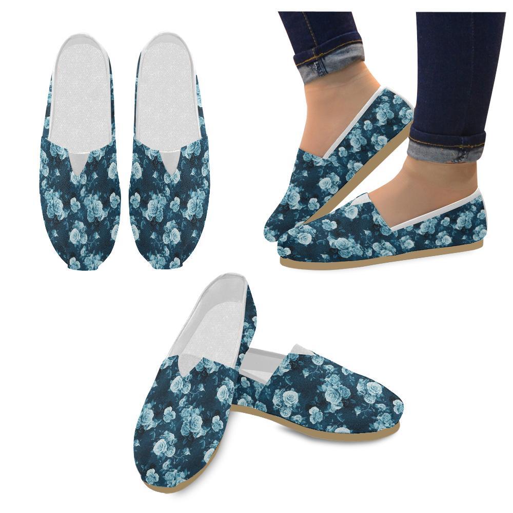 Rose Blue Pattern Print Design RO014 Women Casual Shoes-JorJune.com