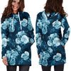Rose Blue Pattern Print Design RO014 Women Hoodie Dress