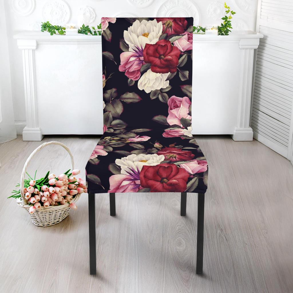 Rose Pattern Dining Chair Slipcover-JORJUNE.COM