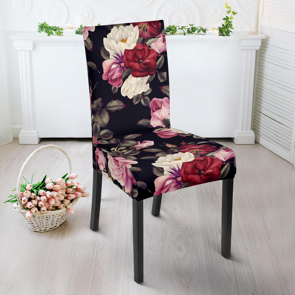 Rose Pattern Dining Chair Slipcover-JORJUNE.COM