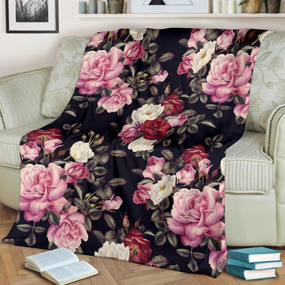 Rose Pattern Fleece Blanket