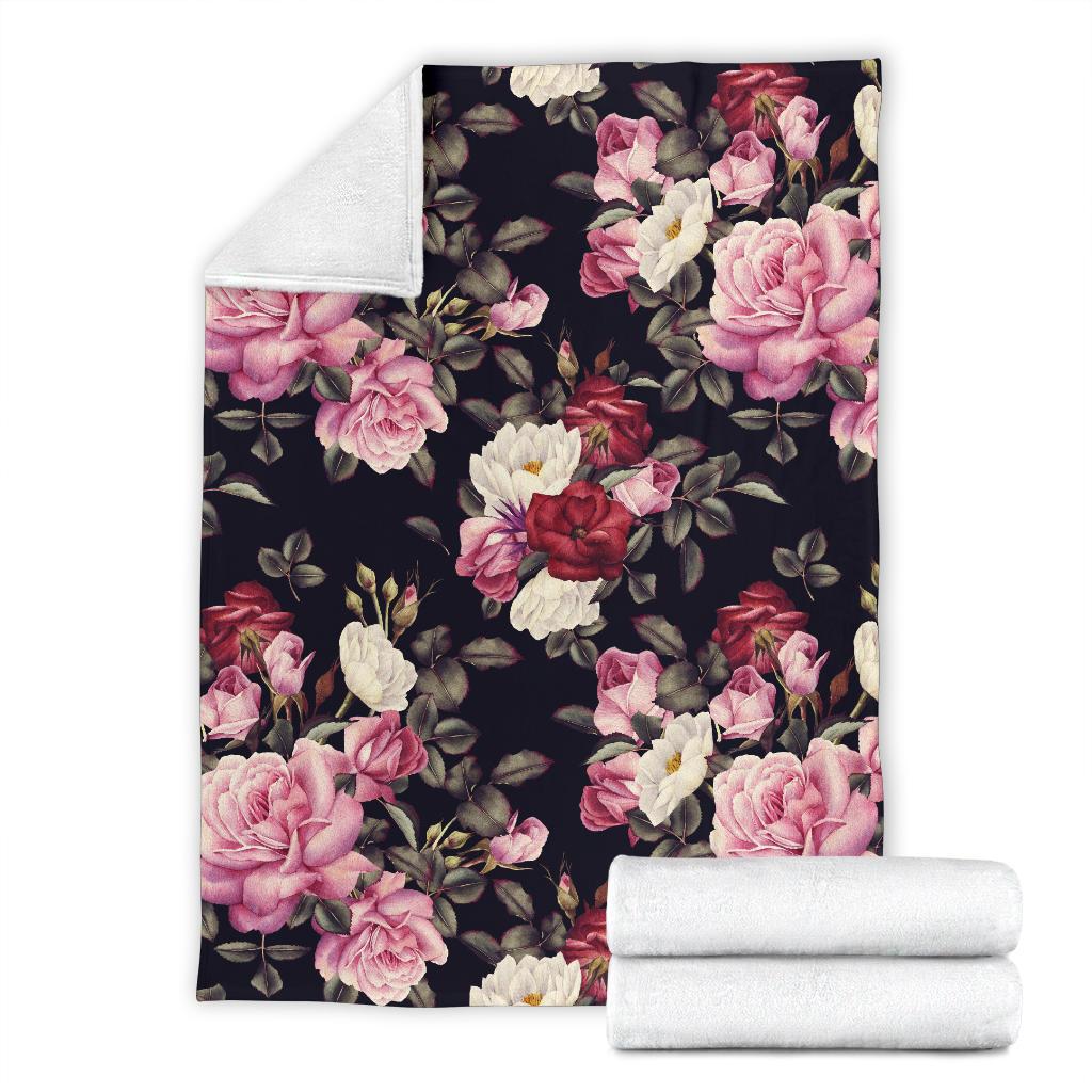 Rose Pattern Fleece Blanket