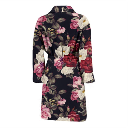 Rose Pattern Men Bath Robe