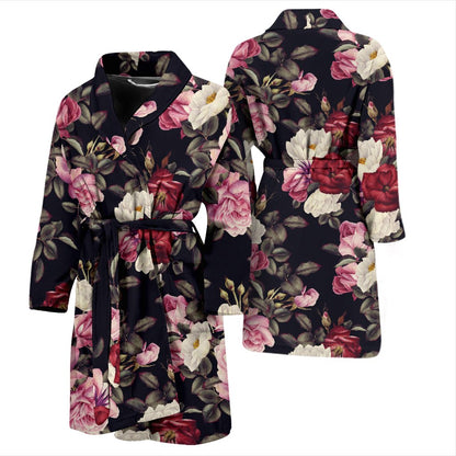 Rose Pattern Men Bath Robe