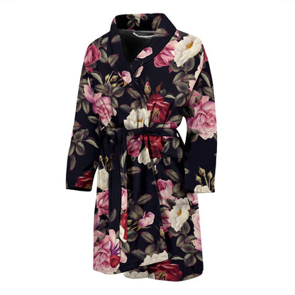 Rose Pattern Men Bath Robe