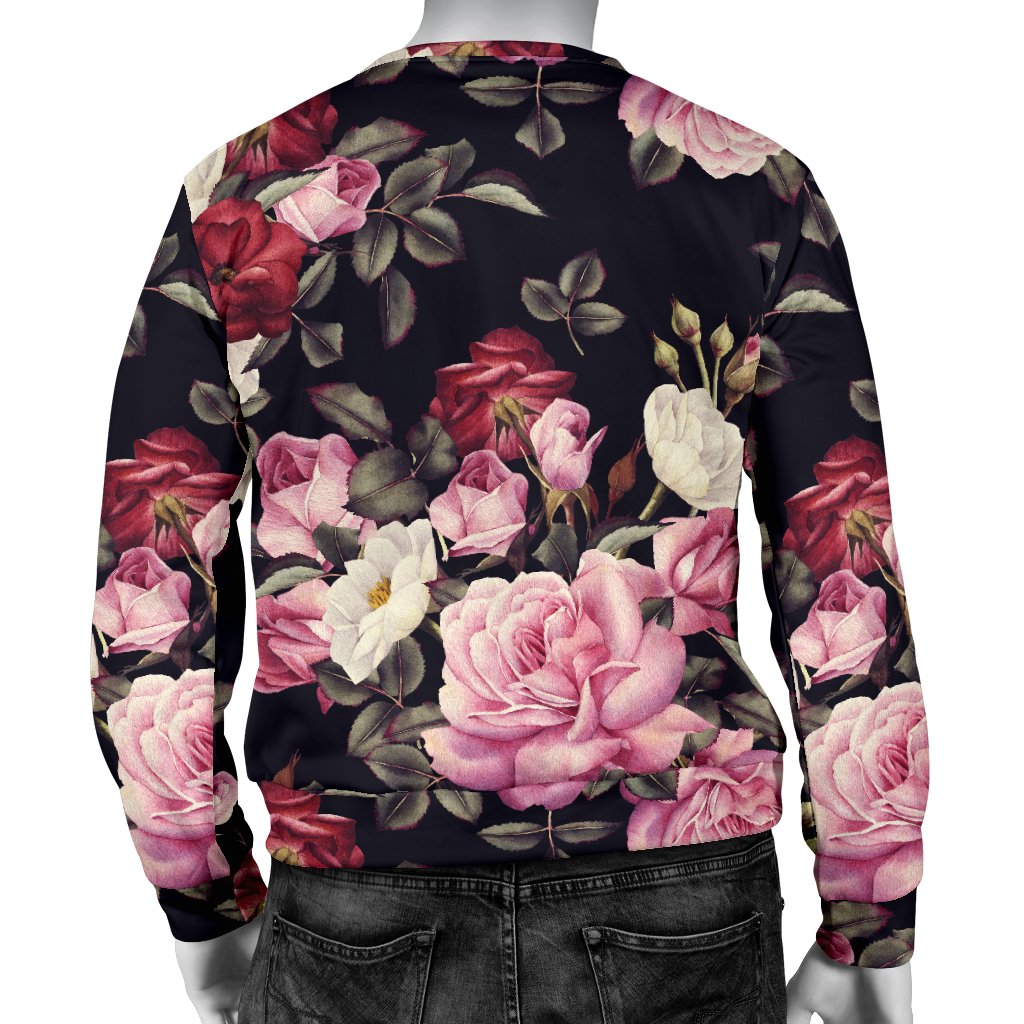 Rose Pattern Men Crewneck Sweatshirt