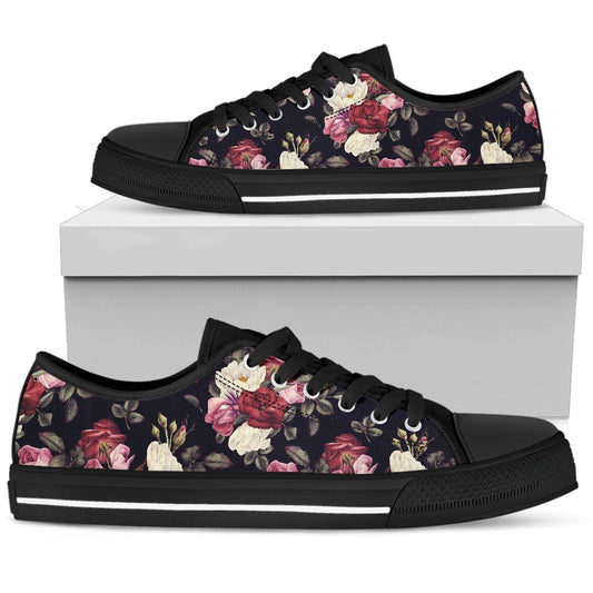 Rose Pattern Men Low Top Shoes