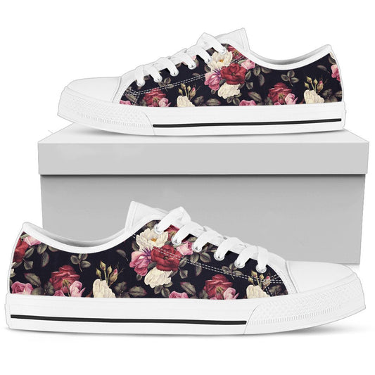 Rose Pattern Men Low Top Shoes
