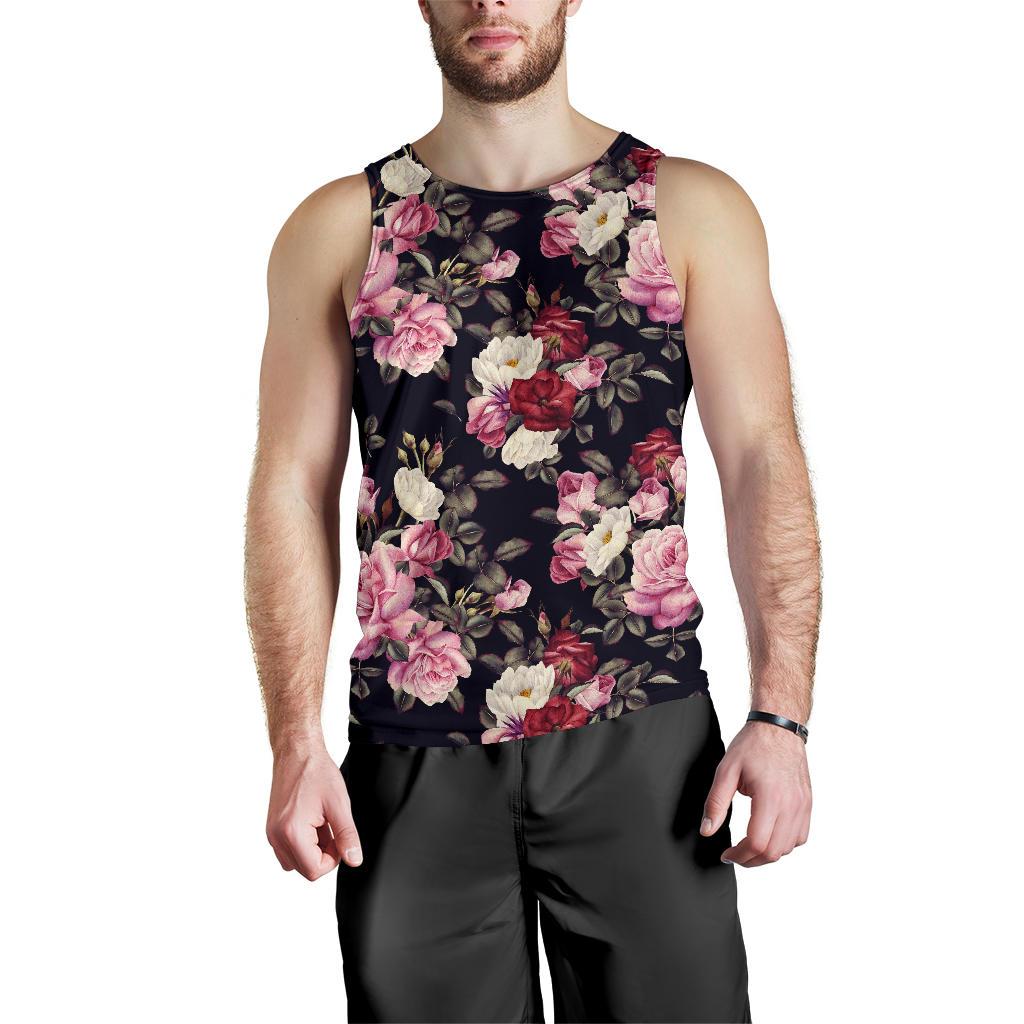 Rose Pattern Men Tank Top