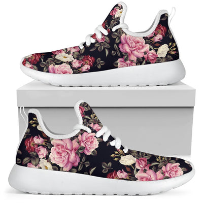 Rose Pattern Mesh Knit Sneakers Shoes