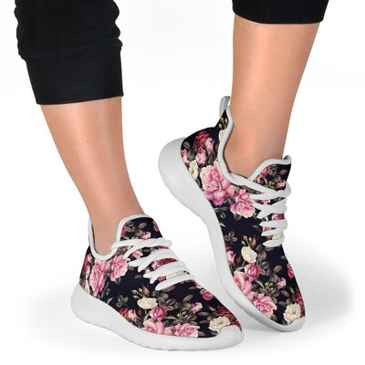 Rose Pattern Mesh Knit Sneakers Shoes