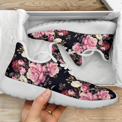 Rose Pattern Mesh Knit Sneakers Shoes