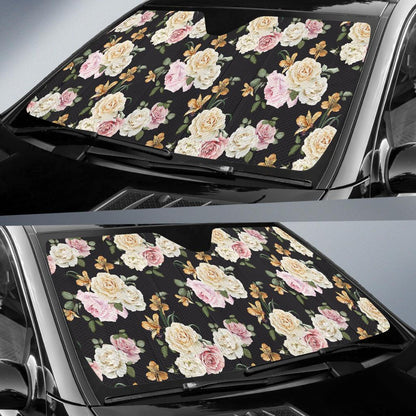 Rose Pattern Print Design A01 Car Sun Shades-JORJUNE.COM