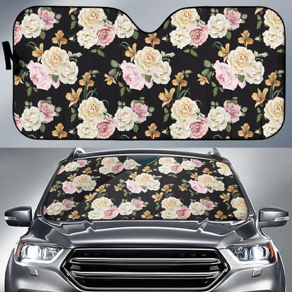 Rose Pattern Print Design A01 Car Sun Shades-JORJUNE.COM