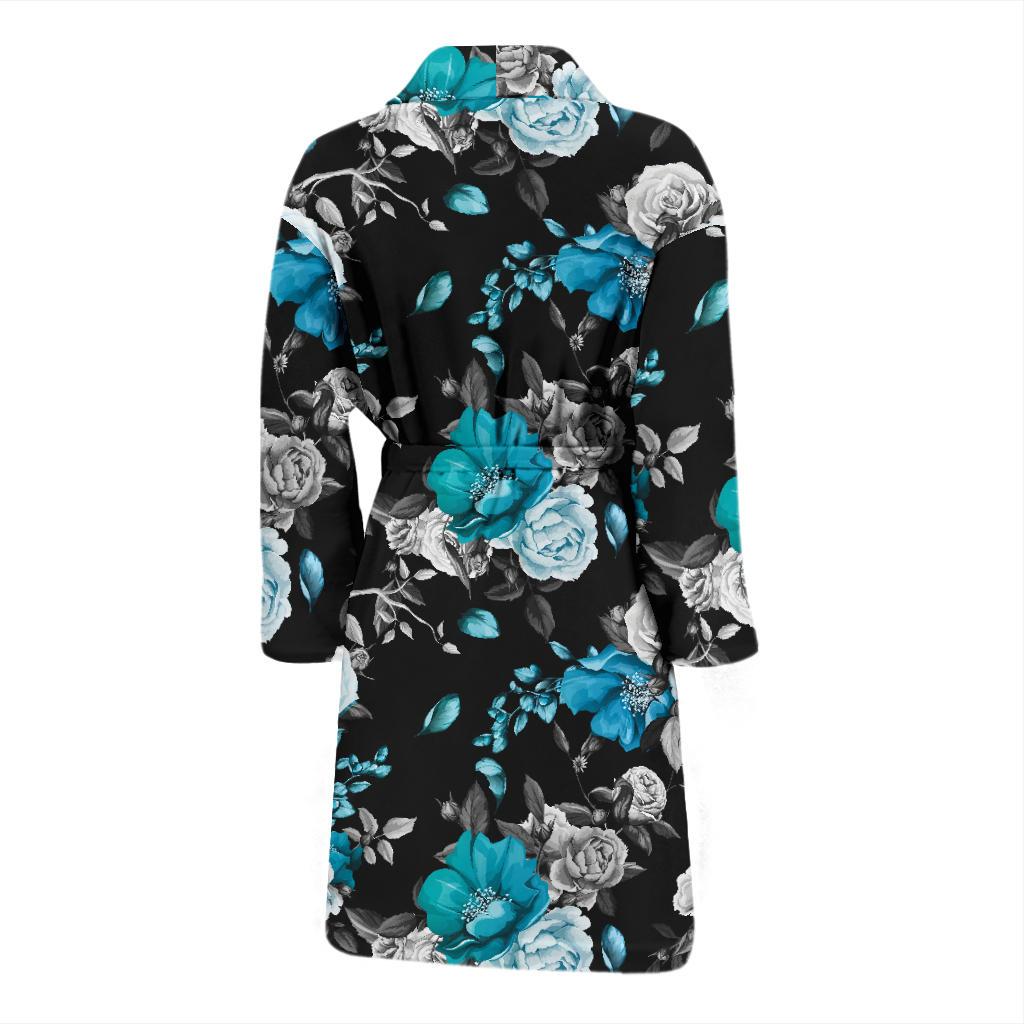 Rose Pattern Print Design A02 Men Bathrobe-JORJUNE.COM