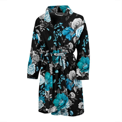 Rose Pattern Print Design A02 Men Bathrobe-JORJUNE.COM