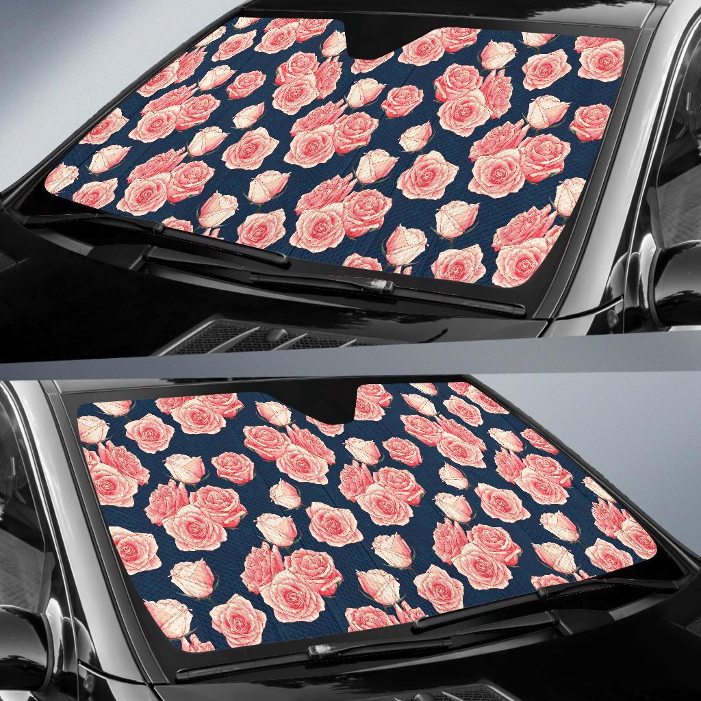 Rose Pattern Print Design A03 Car Sun Shades-JORJUNE.COM