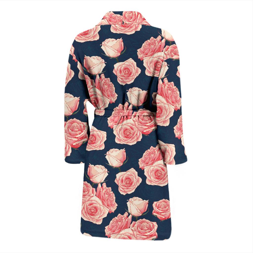 Rose Pattern Print Design A03 Men Bathrobe-JORJUNE.COM