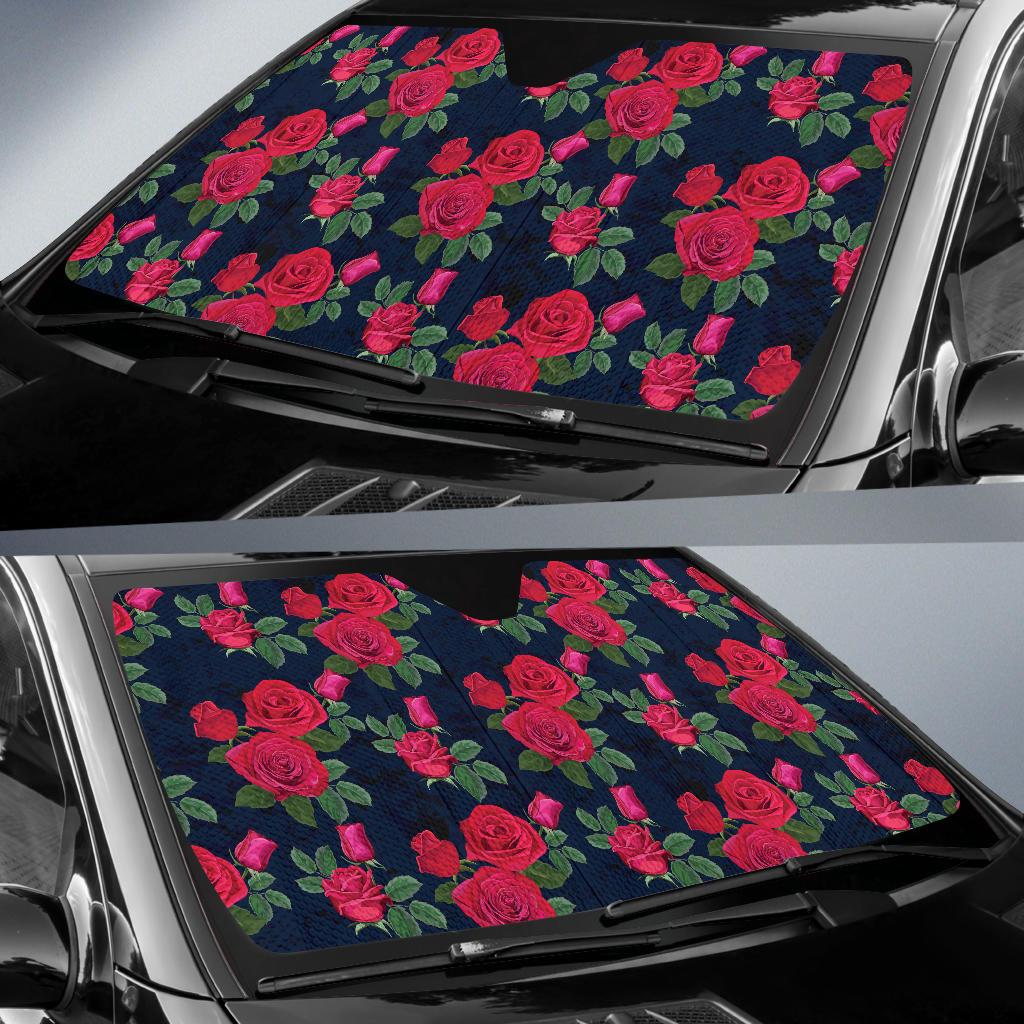 Rose Pattern Print Design A04 Car Sun Shades-JORJUNE.COM