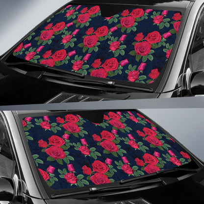 Rose Pattern Print Design A04 Car Sun Shades-JORJUNE.COM
